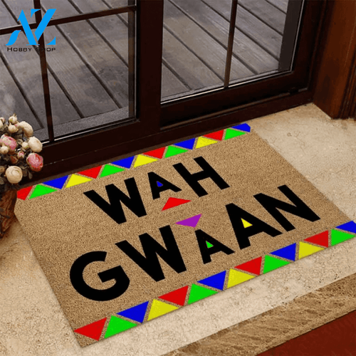 Wah Gwaan African American Coir Pattern Print Doormat | Welcome Mat | House Warming Gift
