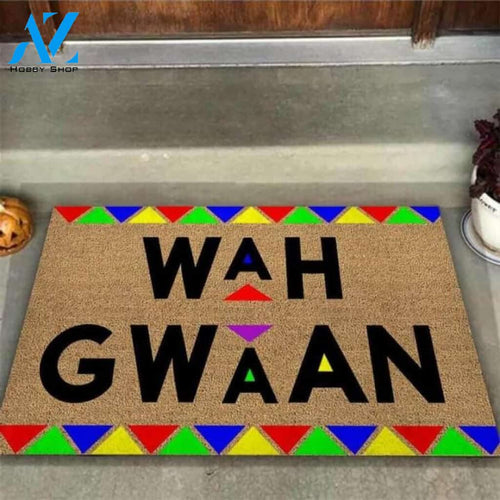 Wah Gwaan African American Coir Pattern Print Doormat | Welcome Mat | House Warming Gift