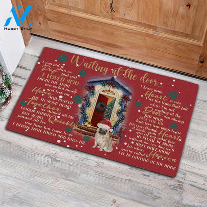 Waiting At The Door Christmas - Pug Doormat - Welcome Mat - Home Deco