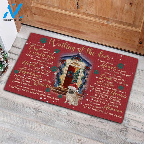 Waiting At The Door Christmas - Pug Doormat - Welcome Mat - Home Deco