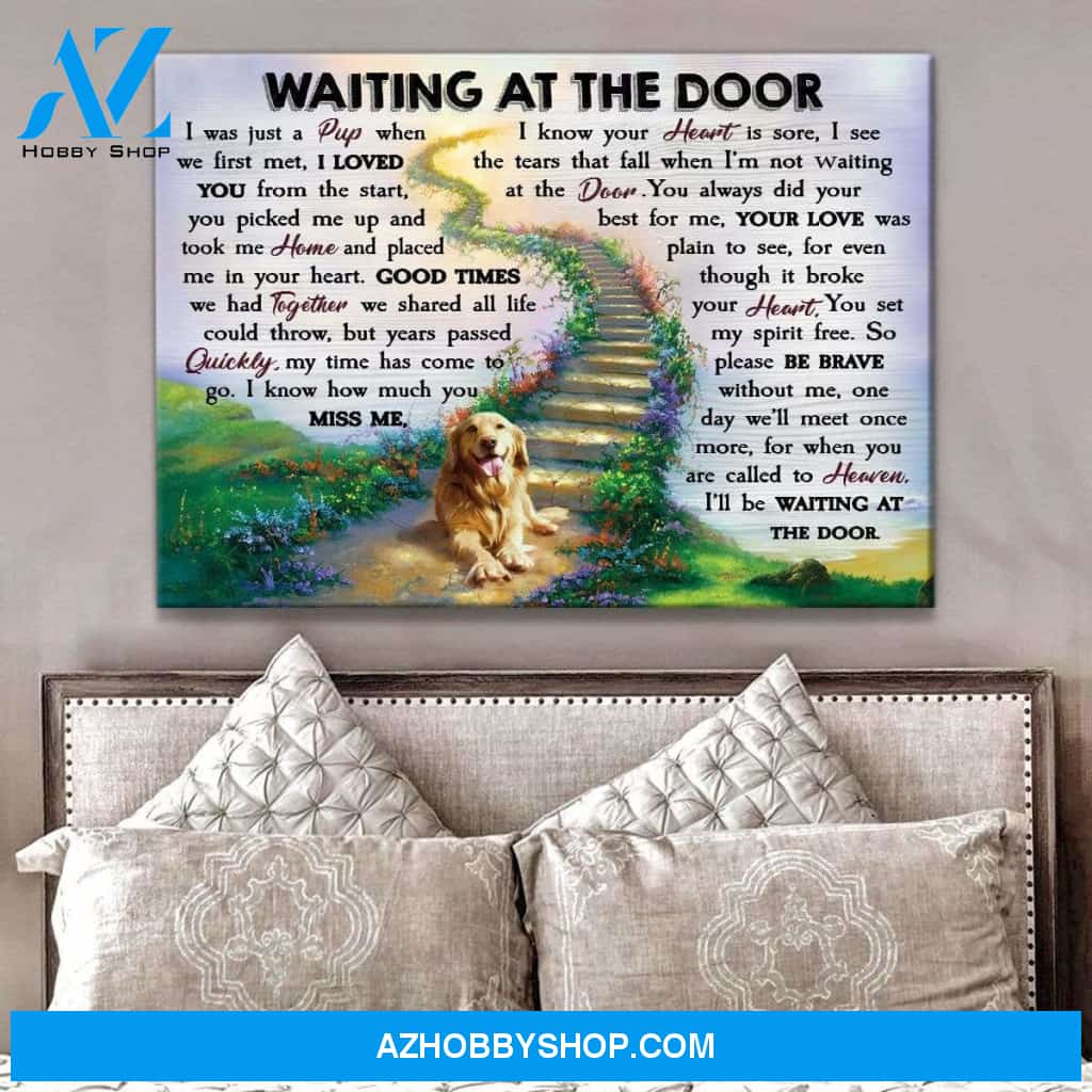 Waiting At The Door Golden Retriever Canvas Wall Art, Wall Decor Visual Art