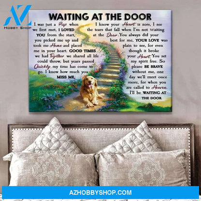 Waiting At The Door Golden Retriever Canvas Wall Art, Wall Decor Visual Art