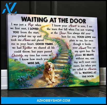 Waiting At The Door Golden Retriever Canvas Wall Art, Wall Decor Visual Art