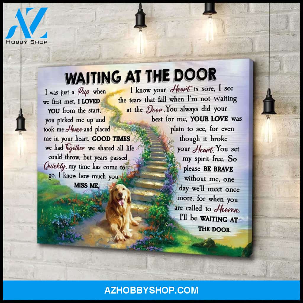 Waiting At The Door Golden Retriever Canvas Wall Art, Wall Decor Visual Art
