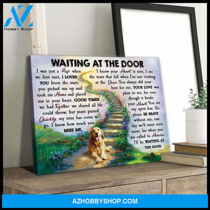 Waiting At The Door Golden Retriever Canvas Wall Art, Wall Decor Visual Art
