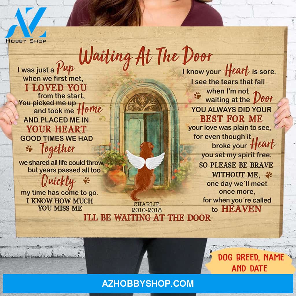 Waiting At The Door - Personalized Custom Canvas - Memorial Dog Gifts
