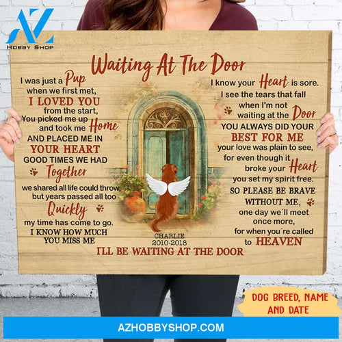 Waiting At The Door - Personalized Custom Canvas - Memorial Dog Gifts