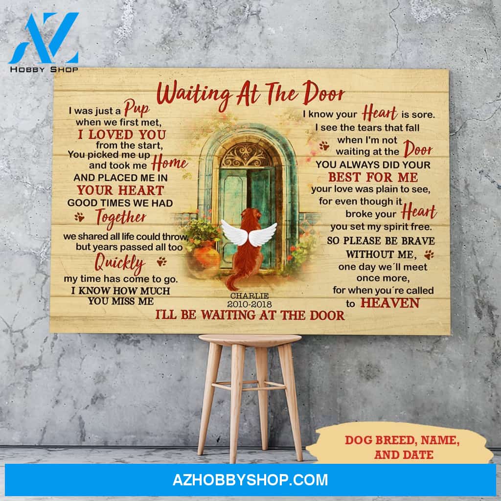 Waiting At The Door - Personalized Custom Canvas - Memorial Dog Gifts