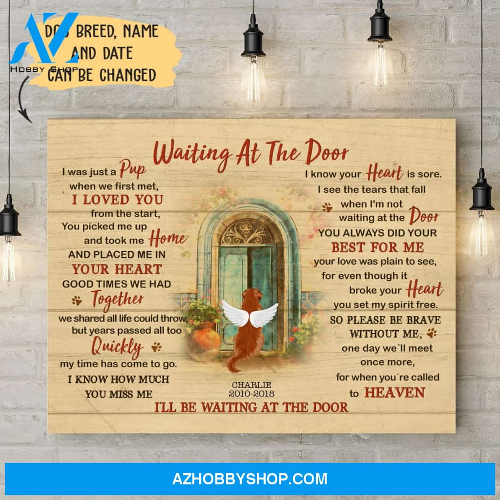 Waiting At The Door - Personalized Custom Canvas - Memorial Dog Gifts