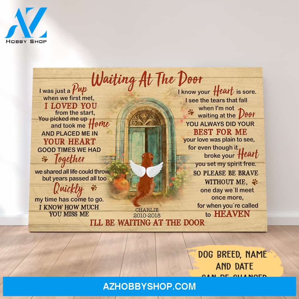 Waiting At The Door - Personalized Custom Canvas - Memorial Dog Gifts