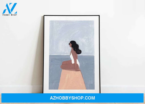 Waiting for..., summer print, girl, beach, sky print, woman Canvas And Poster, Wall Decor Visual Art