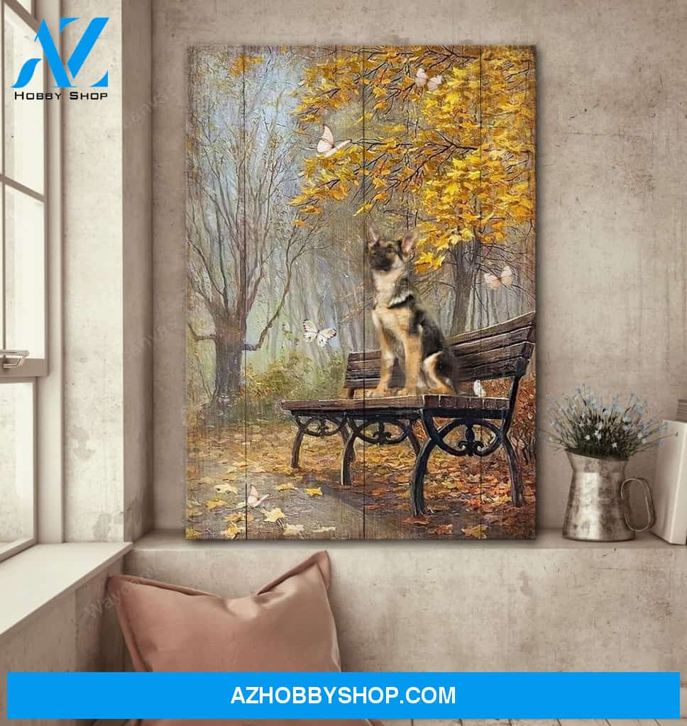 Waiting in a beautiful park German Shepherd - Portrait Canvas Prints - Wall Art