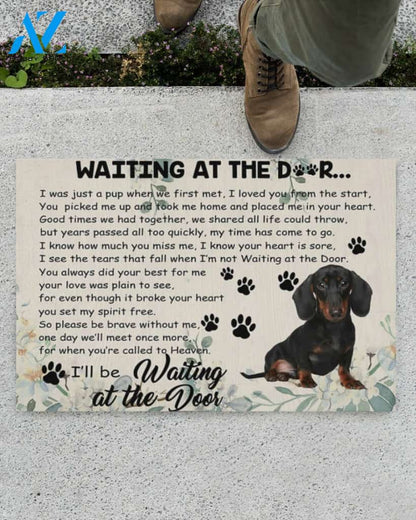 Waitting At The Door -Dachschund Doormat Indoor And Outdoor Doormat Warm House Gift Welcome Mat Gift For Friend Family Gift For Dachshund Loves