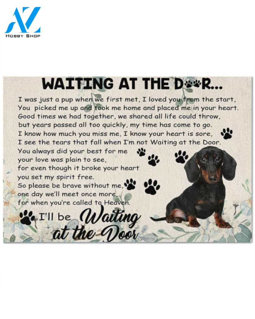 Waitting At The Door -Dachschund Doormat Indoor And Outdoor Doormat Warm House Gift Welcome Mat Gift For Friend Family Gift For Dachshund Loves