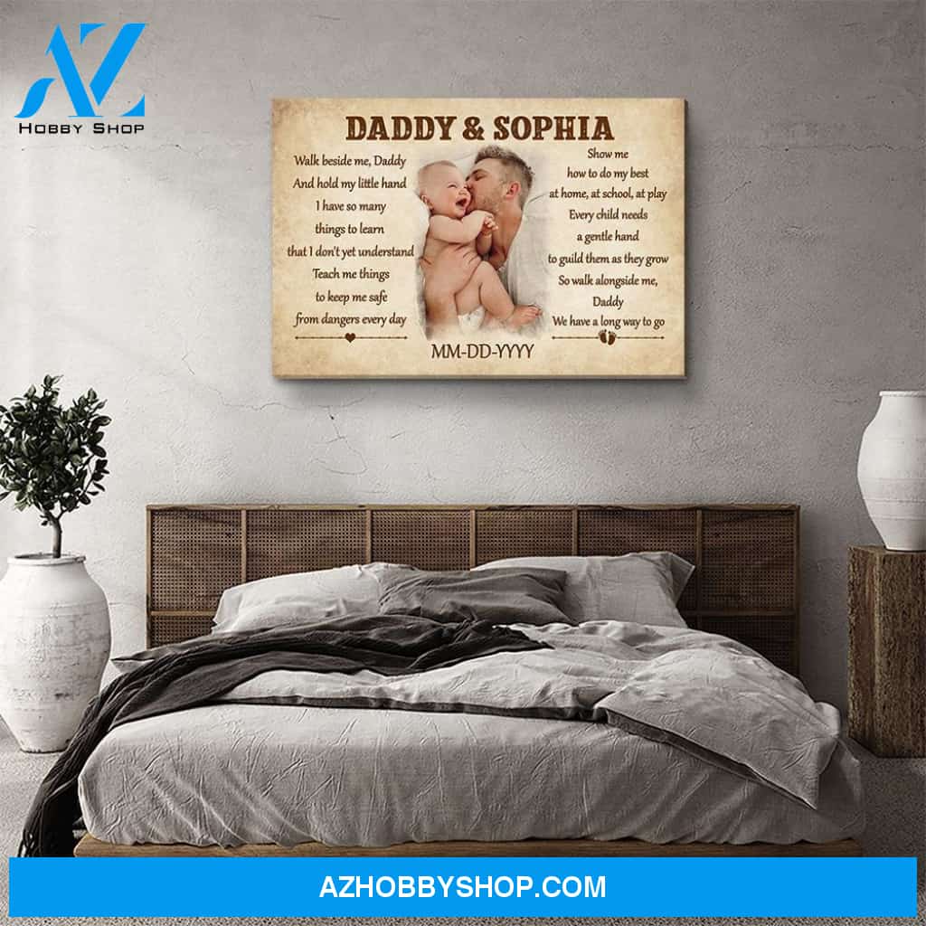 Walk Beside Me, Daddy - Personalized Custom Photo Canvas