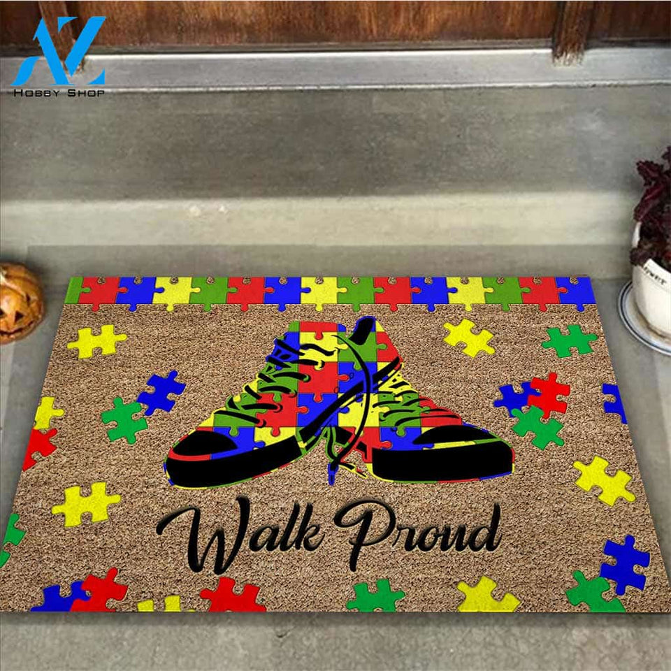 Walk Proud - Autism Awareness Coir Pattern Print Doormat
