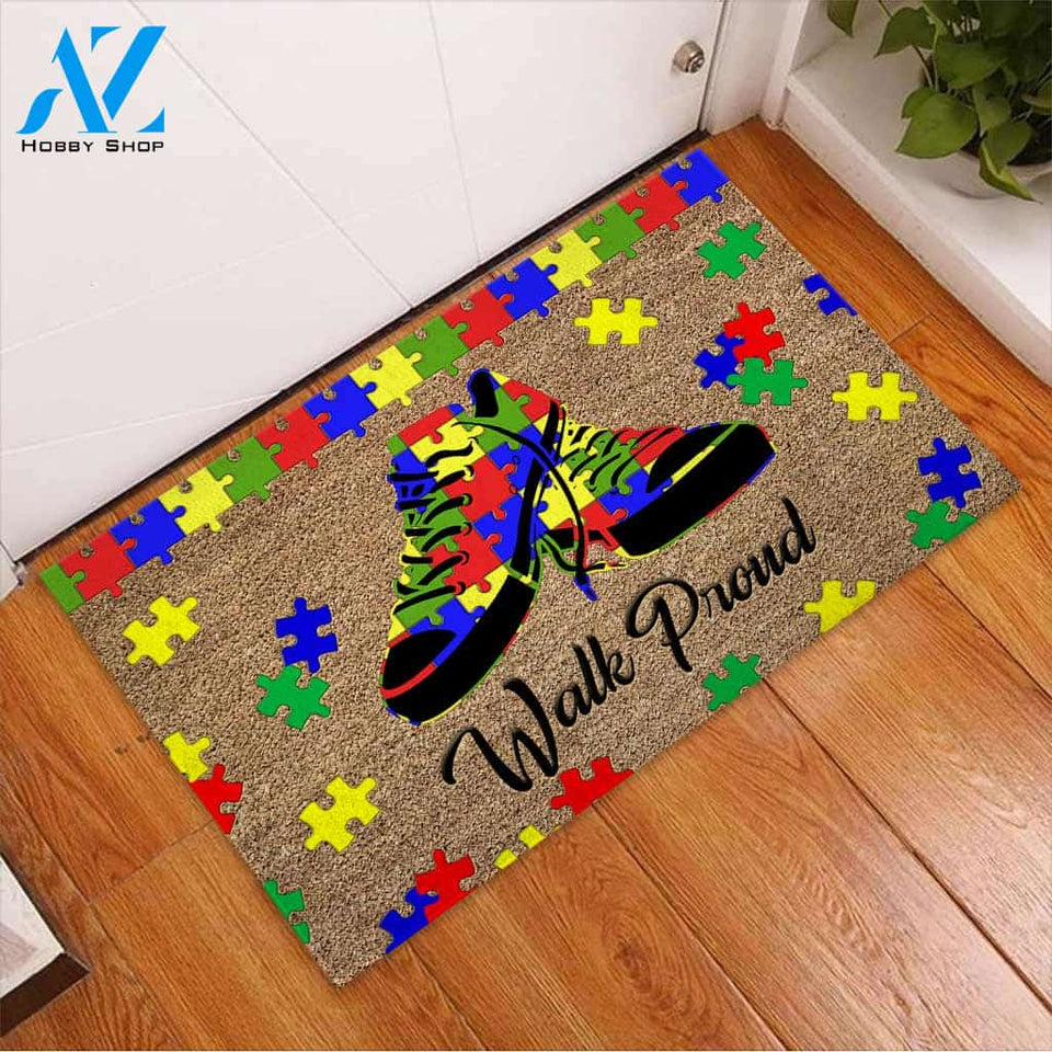 Walk Proud - Autism Awareness Coir Pattern Print Doormat