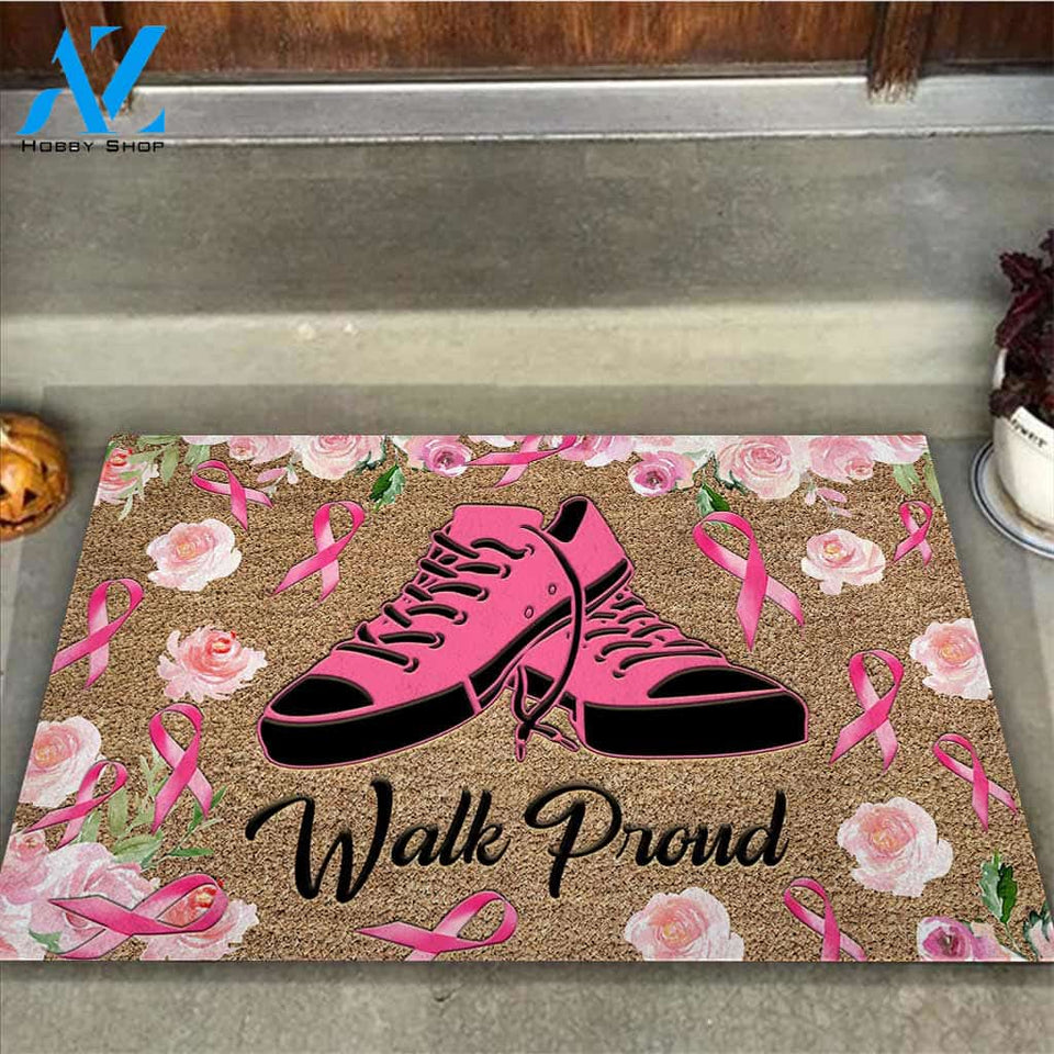 Walk Proud - Breast Cancer Awareness Coir Pattern Print Doormat