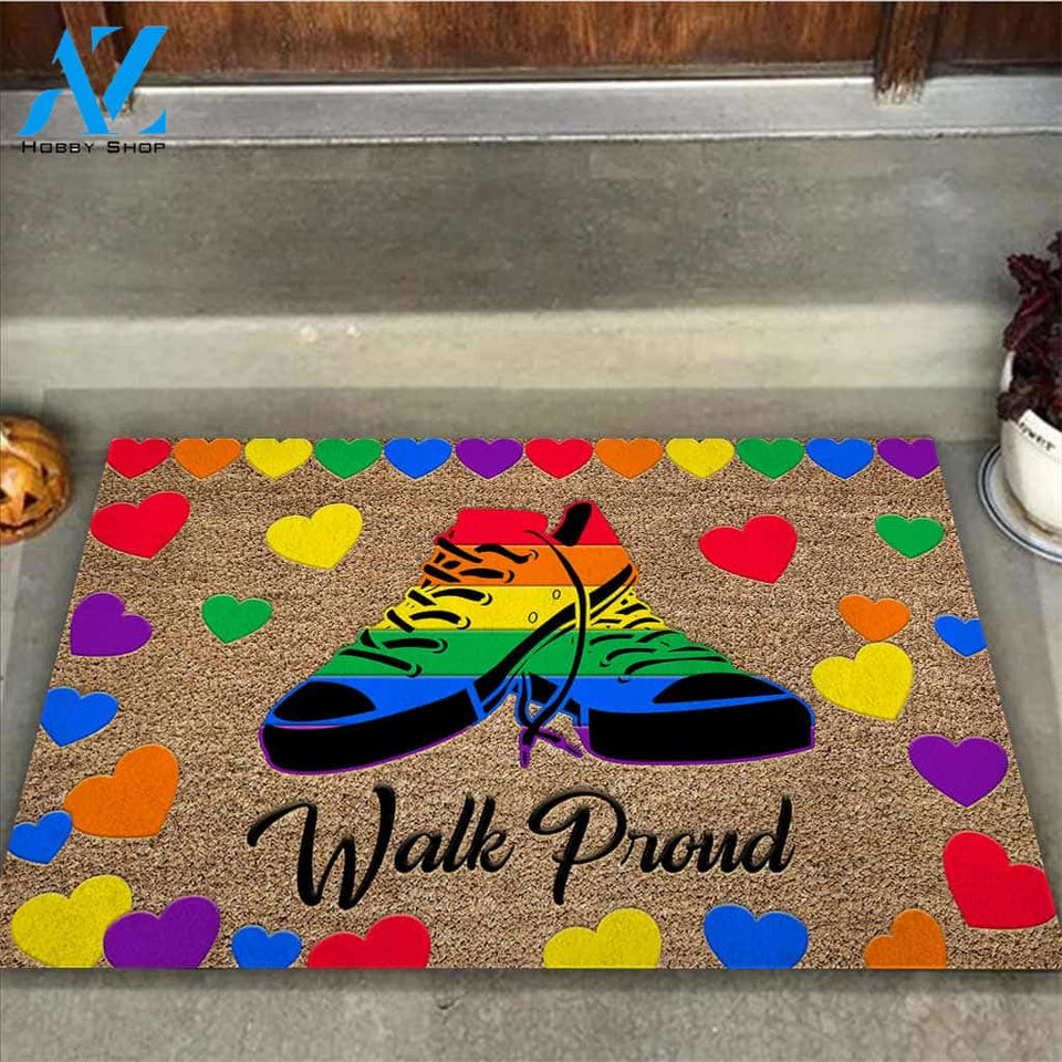 Walk Proud - LGBT Support Coir Pattern Print Doormat
