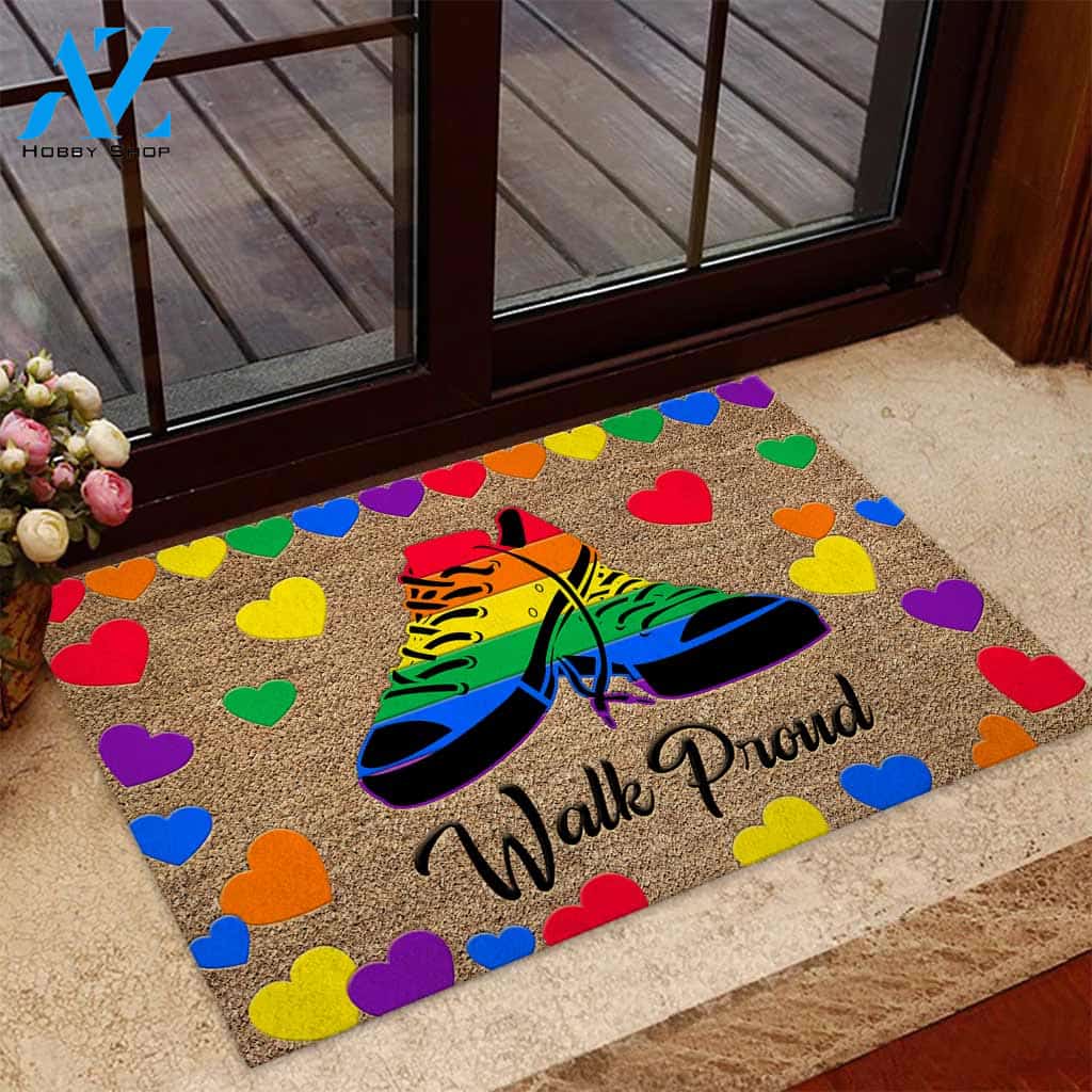 Walk Proud - LGBT Support Coir Pattern Print Doormat