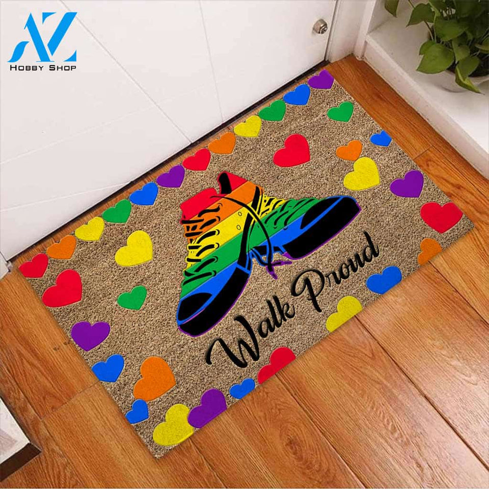 Walk Proud - LGBT Support Coir Pattern Print Doormat