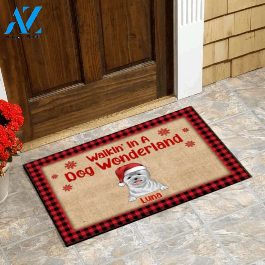 Walkin' In A Dog Wonderland, Dog Lovers, Personalized Doormat