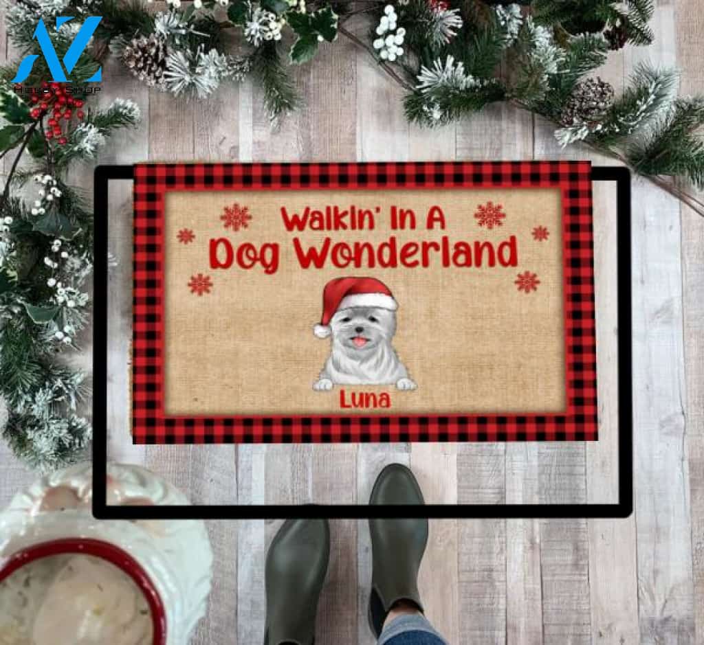 Walkin' In A Dog Wonderland, Dog Lovers, Personalized Doormat