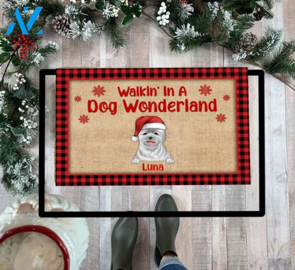 Walkin' In A Dog Wonderland, Dog Lovers, Personalized Doormat