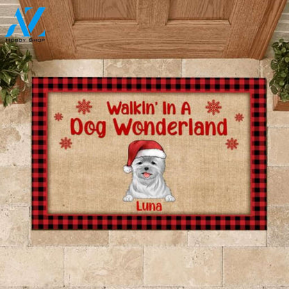 Walkin' In A Dog Wonderland, Dog Lovers, Personalized Doormat