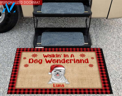 Walkin' In A Dog Wonderland, Dog Lovers, Personalized Doormat
