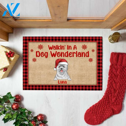 Walkin' In A Dog Wonderland, Dog Lovers, Personalized Doormat
