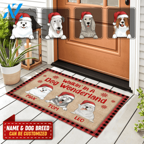 Walkin' In A Dog Wonderland, Dog Lovers, Personalized Doormat