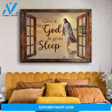 Wall Art Canvas Jesus Painting - Give It To God And Go Sleep 18X12 Inches Canvass