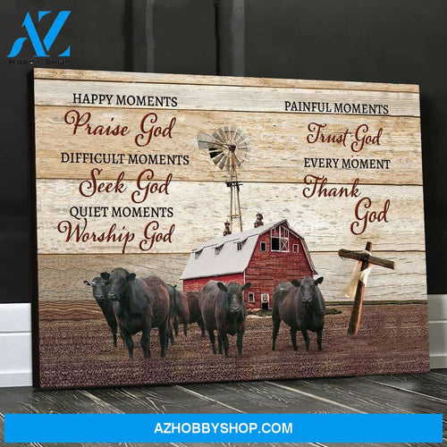 Angus Cow Wall Art Decor, Angus Cow Thank God Canvas And Poster Wall Art Prints, Farmhouse Decor