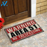 Warning area 51 no trespassing beyond this point Doormat | Welcome Mat | House Warming Gift