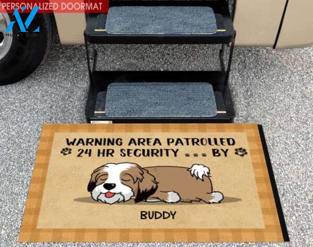 Warning Area Patrolled 24 Hr Security ... By - Personalized Doormat