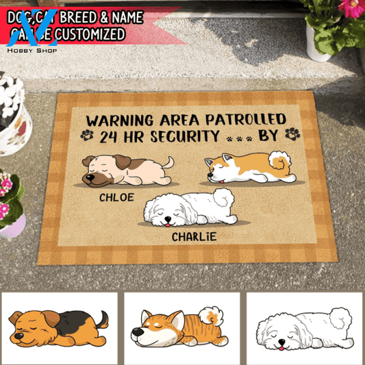 Warning Area Patrolled 24 Hr Security ... By - Personalized Doormat