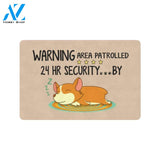 Warning Area Patrolled 24 Hr Security Corgi Printed Doormat Home Decor