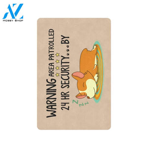 Warning Area Patrolled 24 Hr Security Corgi Printed Doormat Home Decor