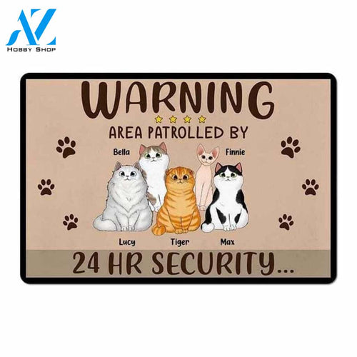 Warning Area Patrolled By Cats Personalized Doormat, Customized Doormat, Welcome Door Mat, Makes A Perfect Gift