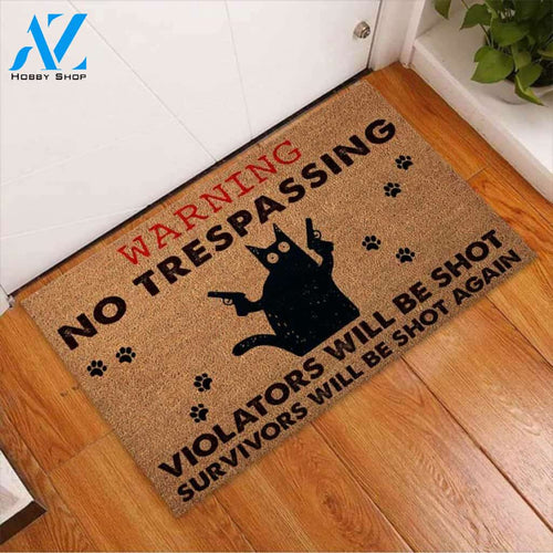 Warning – Cat Easy Clean Welcome DoorMat | Felt And Rubber | 40x60 cm | 45x75 cm | 60x90 cm | Colorful | DO1249