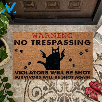 Warning – Cat Easy Clean Welcome DoorMat | Felt And Rubber | 40x60 cm | 45x75 cm | 60x90 cm | Colorful | DO1249