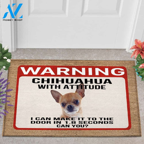 Warning Chihuahua With Attitude Doormat Welcome Mat Housewarming Gift Home Decor Gift For Dog Lovers Funny Doormat Gift Idea