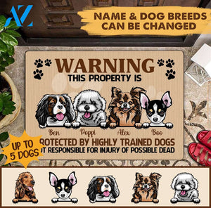 Warning Dogs Personalized Doormat - DM007PS | Welcome Mat | House Warming Gift