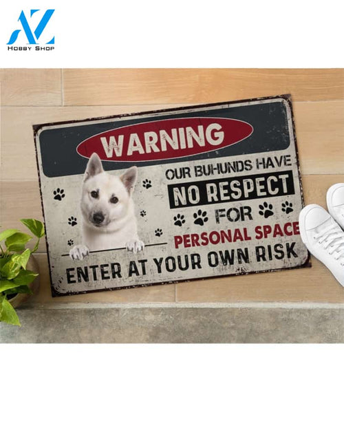 Warning Enter At Your Own Risk - Buhund Dog Doormat Welcome Mat Housewarming Gift Home Decor Funny Doormat Gift Idea For Dog Lovers