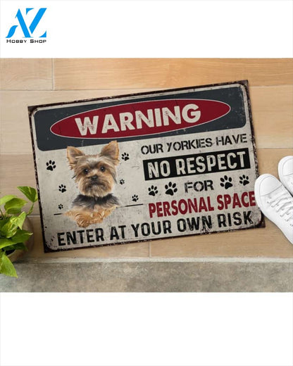 Warning Enter At Your Own Risk- Yorkshire Dog Doormat Welcome Mat Housewarming Gift Home Decor Funny Doormat Gift Idea For Dog Lovers
