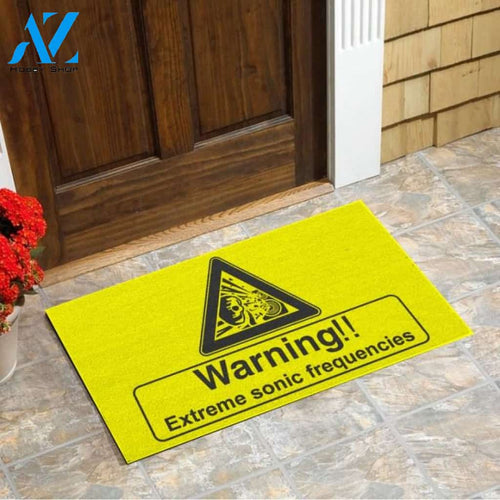 Warning!! Extreme sonic frequencies Skull Doormat