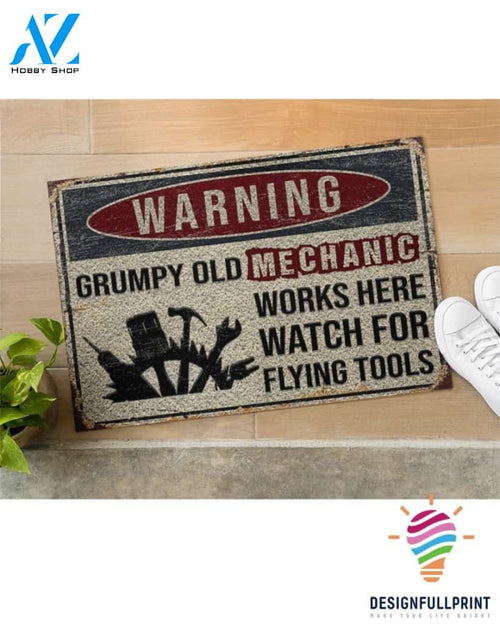 Warning Grumpy Old Mechanic Works Here Welcome Doormat NHD