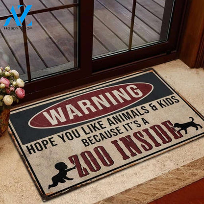 Warning Hope You Like Animals And Kids Funny Doormat Gift For Friend Family Home Decor Warm House Gift Welcome Mat Halloween Decor