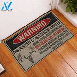 Warning - Hunting Personalized Coir Pattern Print Doormat